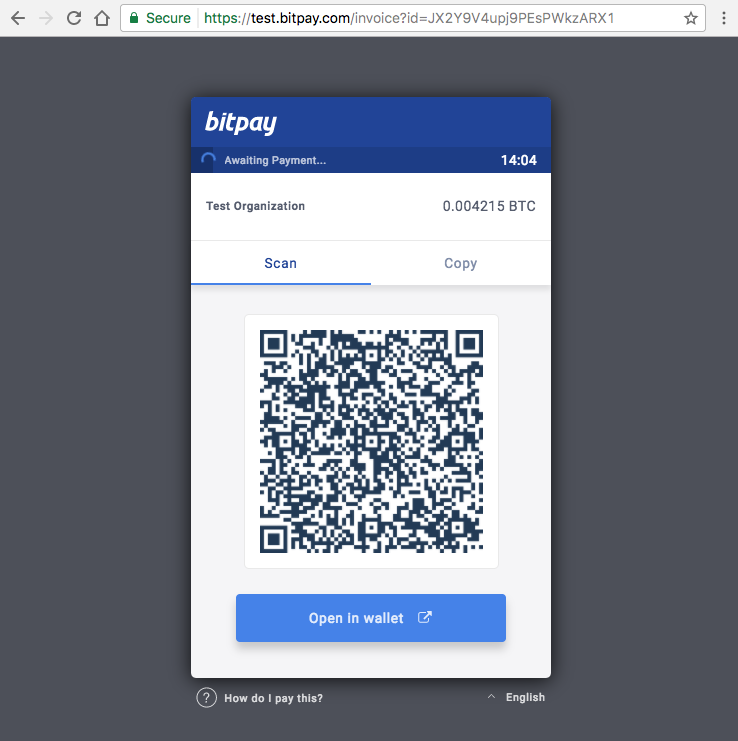 bitpay wallet test