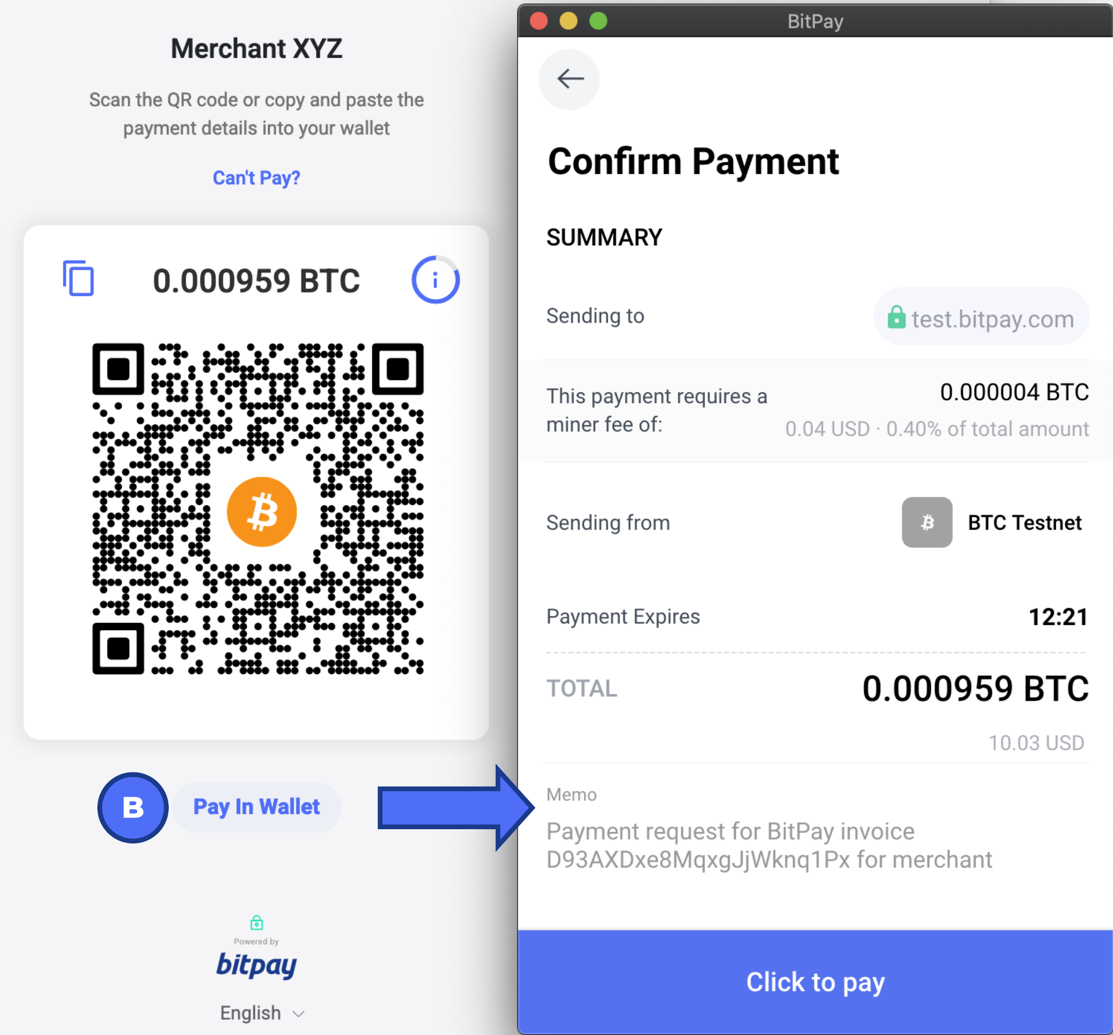 bitpay btc value